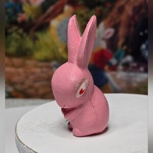 Unique Vintage Small One Eyed Pink Hollow Plastic Bunny Rabbit [ Read Details ]